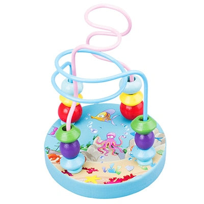 Boy Girls Montessori Wooden Toys Circles Bead Wire Maze Roller Coaster Puzzles toddler educational toys