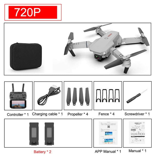 SHAREFUNBAY E88 pro drone 4k HD dual camera visual positioning 1080P WiFi