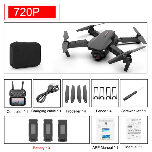 SHAREFUNBAY E88 pro drone 4k HD dual camera visual positioning 1080P WiFi