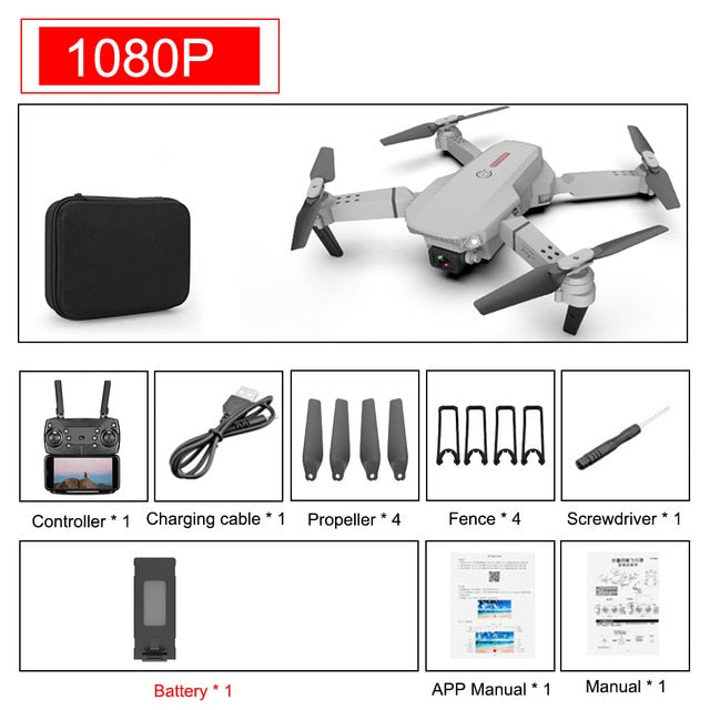 SHAREFUNBAY E88 pro drone 4k HD dual camera visual positioning 1080P WiFi