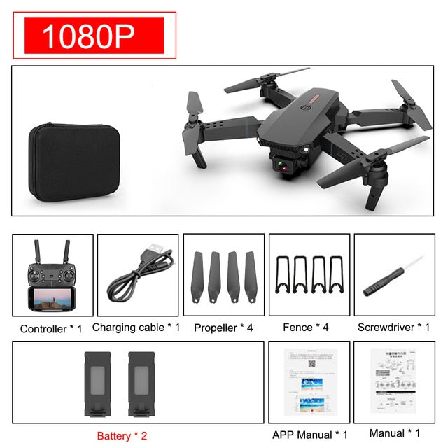 SHAREFUNBAY E88 pro drone 4k HD dual camera visual positioning 1080P WiFi