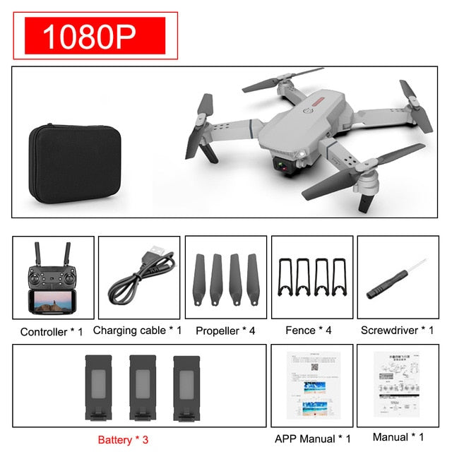 SHAREFUNBAY E88 pro drone 4k HD dual camera visual positioning 1080P WiFi