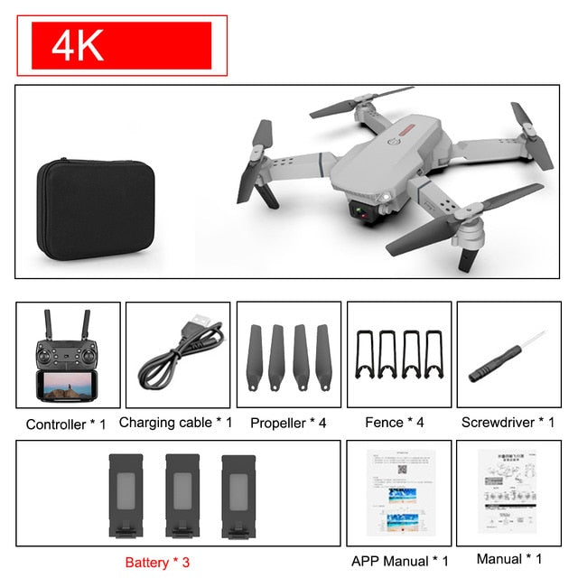 SHAREFUNBAY E88 pro drone 4k HD dual camera visual positioning 1080P WiFi
