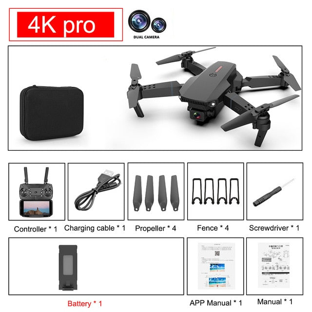 SHAREFUNBAY E88 pro drone 4k HD dual camera visual positioning 1080P WiFi