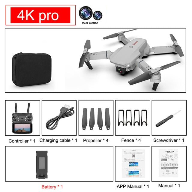 SHAREFUNBAY E88 pro drone 4k HD dual camera visual positioning 1080P WiFi