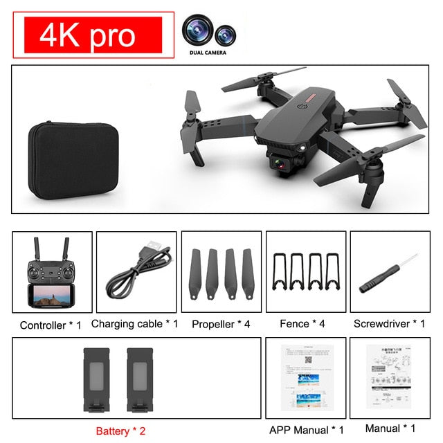 SHAREFUNBAY E88 pro drone 4k HD dual camera visual positioning 1080P WiFi