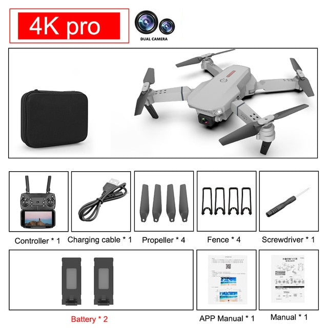 SHAREFUNBAY E88 pro drone 4k HD dual camera visual positioning 1080P WiFi