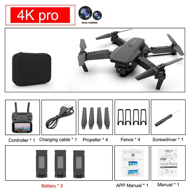 SHAREFUNBAY E88 pro drone 4k HD dual camera visual positioning 1080P WiFi