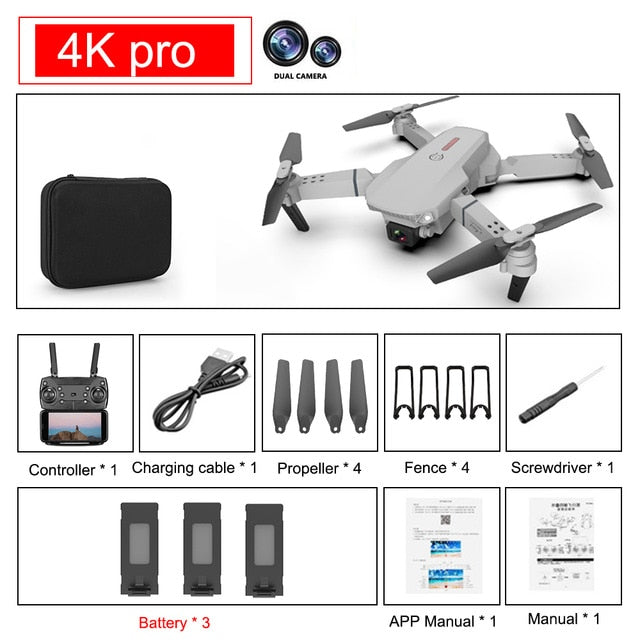 SHAREFUNBAY E88 pro drone 4k HD dual camera visual positioning 1080P WiFi