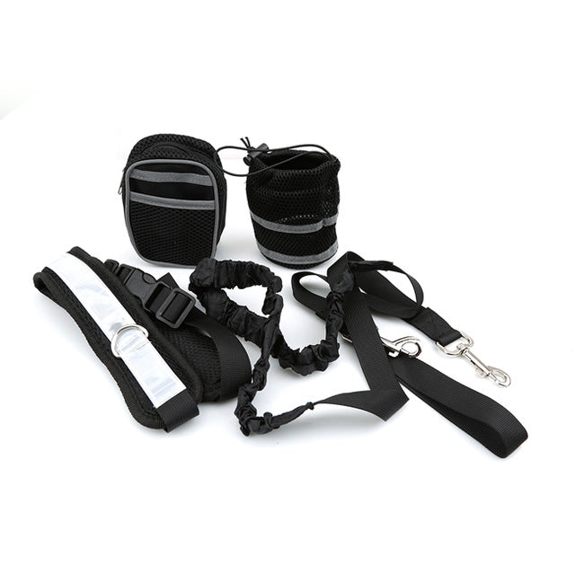 Pet Dog Cat Running Jogging Padded Waist Belt Reflective Strip Elastic Leash Perfect