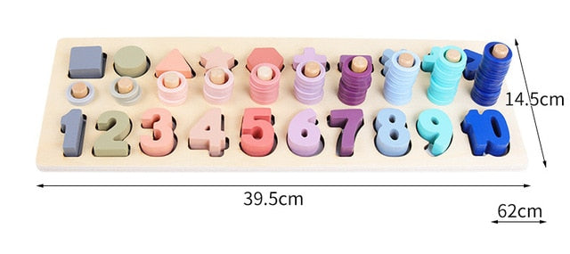 Montessori Educational Wooden Toys for Kids Board Math Fishing for 1 2 3 Years Old