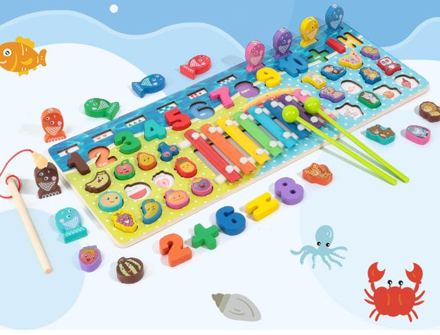 Kids Toys Montessori Educational Wooden Toys Geometric Shape Cognition Puzzle for Children