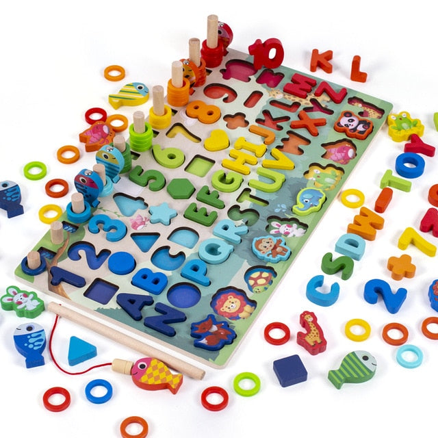 Kids Toys Montessori Educational Wooden Toys Geometric Shape Cognition Puzzle for Children