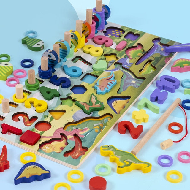 Kids Toys Montessori Educational Wooden Toys Geometric Shape Cognition Puzzle for Children