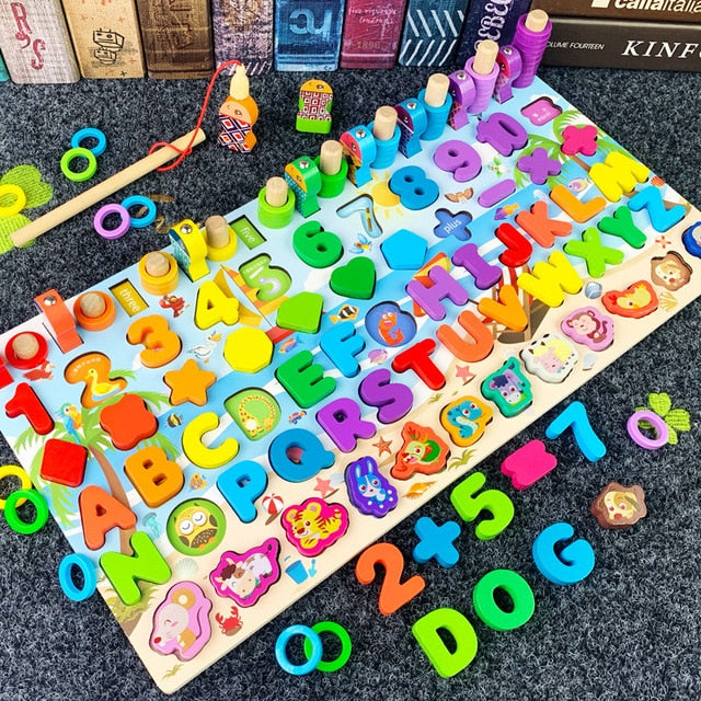 Kids Toys Montessori Educational Wooden Toys Geometric Shape Cognition Puzzle for Children