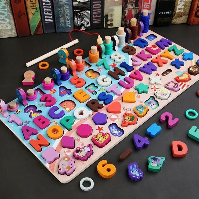 Kids Toys Montessori Educational Wooden Toys Geometric Shape Cognition Puzzle for Children