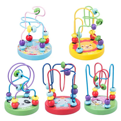 Boy Girls Montessori Wooden Toys Circles Bead Wire Maze Roller Coaster Puzzles toddler educational toys