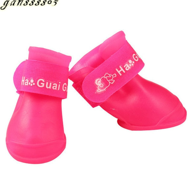 4pcs/lot S/M/L Pet Dog Rain Shoes for Dogs Booties Rubber Portable Anti Slip Waterproof Pet Dog Cat Rain Shoes