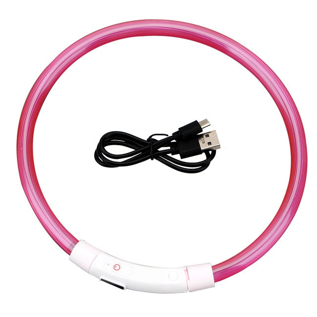 Led Usb Pet Collar Night Glowing Luminous Rechargeable LED  Night Safety Flashing Glow