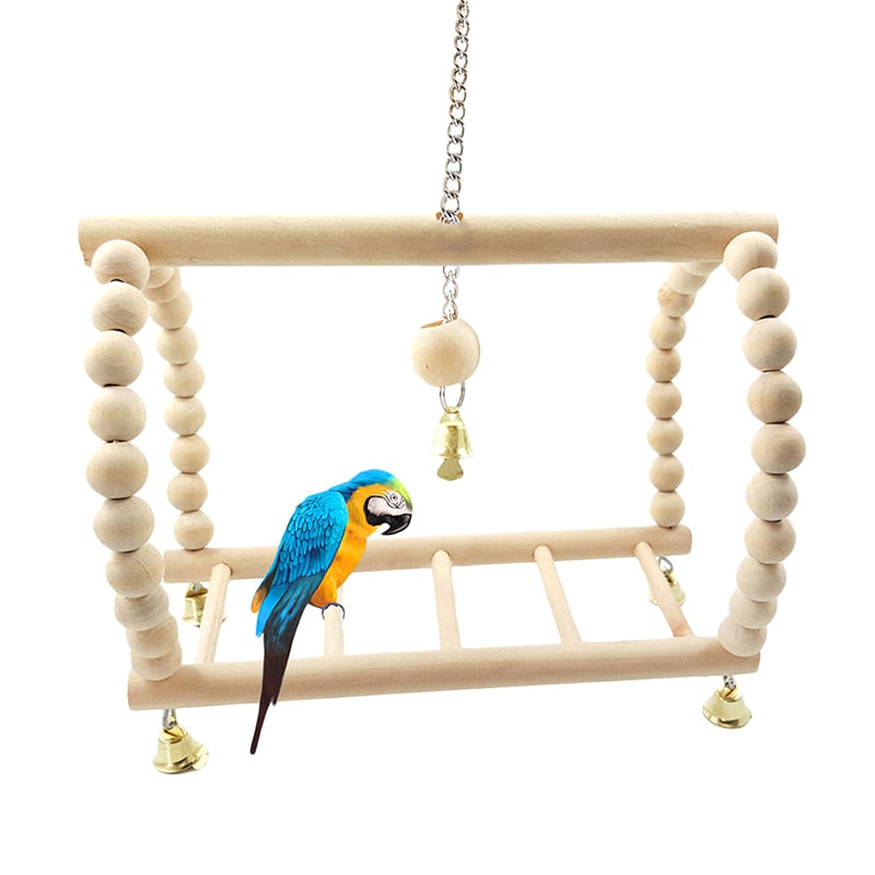Parrots Toys Bird Swing Exercise Climbing Hanging Ladder Bridge Wooden