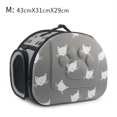 Cat Pattern Blue Dog Carrier Bag Portable Cats Handbag Foldable Travel Bag Puppy Carrying Shoulder Pet Bags