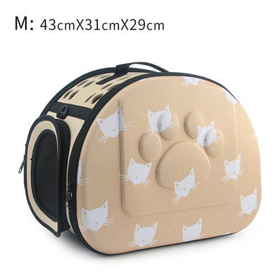 Cat Pattern Blue Dog Carrier Bag Portable Cats Handbag Foldable Travel Bag Puppy Carrying Shoulder Pet Bags