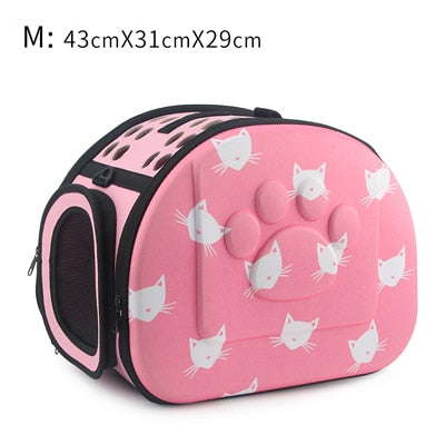 Cat Pattern Blue Dog Carrier Bag Portable Cats Handbag Foldable Travel Bag Puppy Carrying Shoulder Pet Bags