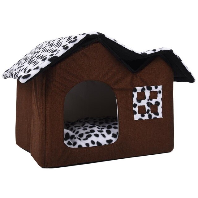 Hot Removable Pet Beds Double Pet House Brown Cushion Luxury