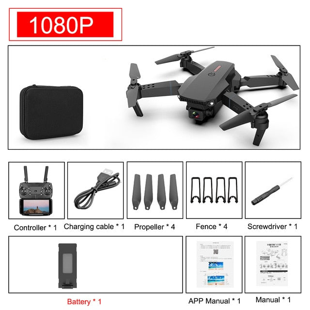 SHAREFUNBAY E88 pro drone 4k HD dual camera visual positioning 1080P WiFi