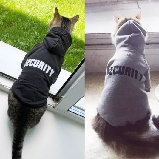 Security Cat Clothes Pet Cat  Jacket Hoodies Outfit Warm Pet Clothing