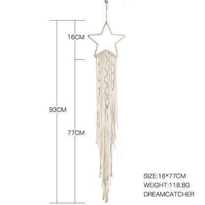 Nordic Star Moon Macrame Dream Catcher Boho Room Decor