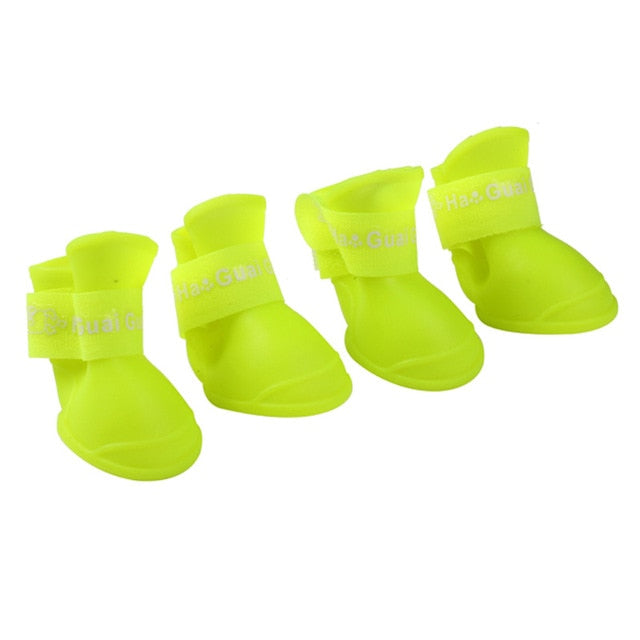 4pcs/lot S/M/L Pet Dog Rain Shoes for Dogs Booties Rubber Portable Anti Slip Waterproof Pet Dog Cat Rain Shoes