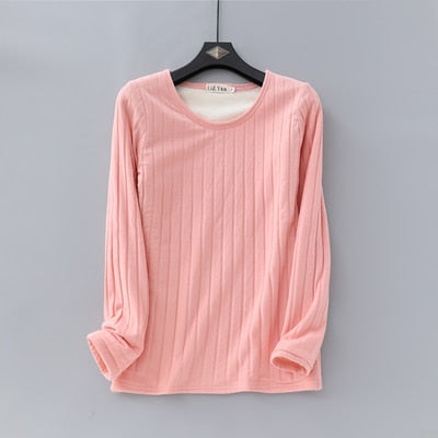 Winter Warm T Shirt Thick Fleece Thermal Underwear Long Sleeve