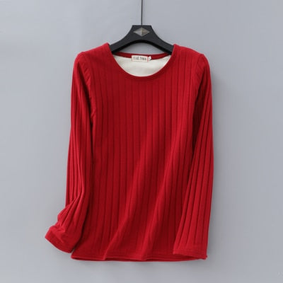 Winter Warm T Shirt Thick Fleece Thermal Underwear Long Sleeve