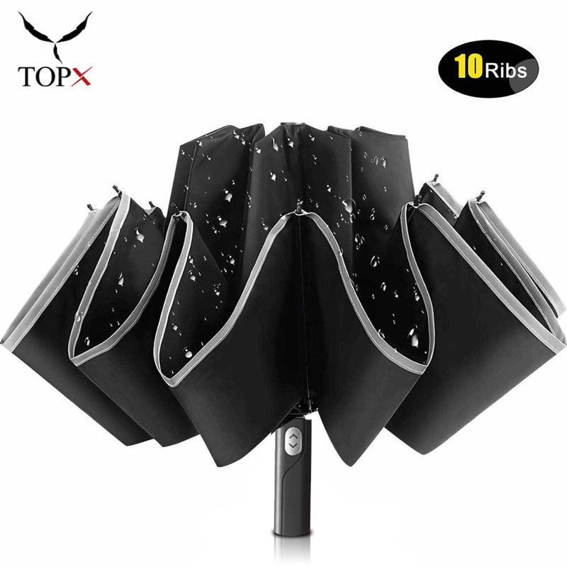 Windproof Automatic Inverted Umbrella with Reflective Stripe