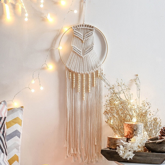 Nordic Star Moon Macrame Dream Catcher Boho Room Decor