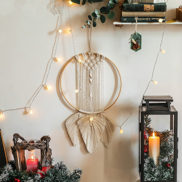 Nordic Star Moon Macrame Dream Catcher Boho Room Decor