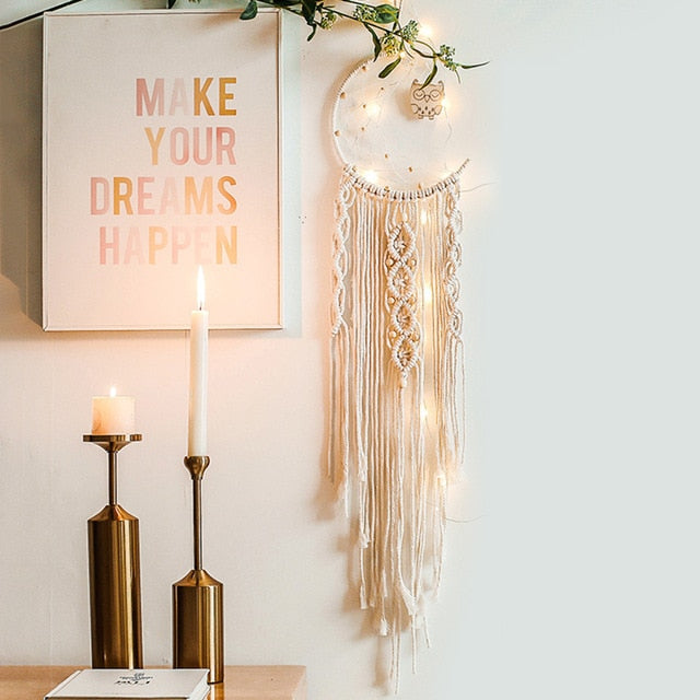 Nordic Star Moon Macrame Dream Catcher Boho Room Decor