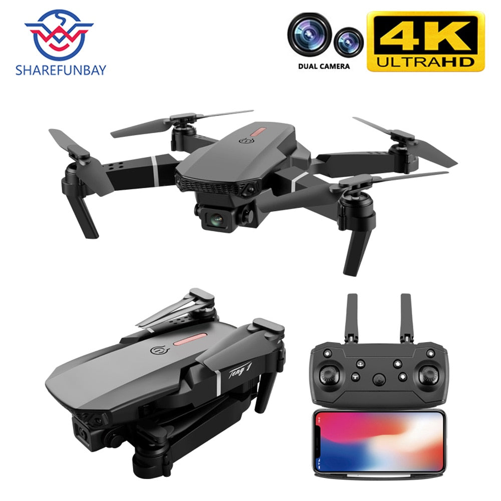 SHAREFUNBAY E88 pro drone 4k HD dual camera visual positioning 1080P WiFi
