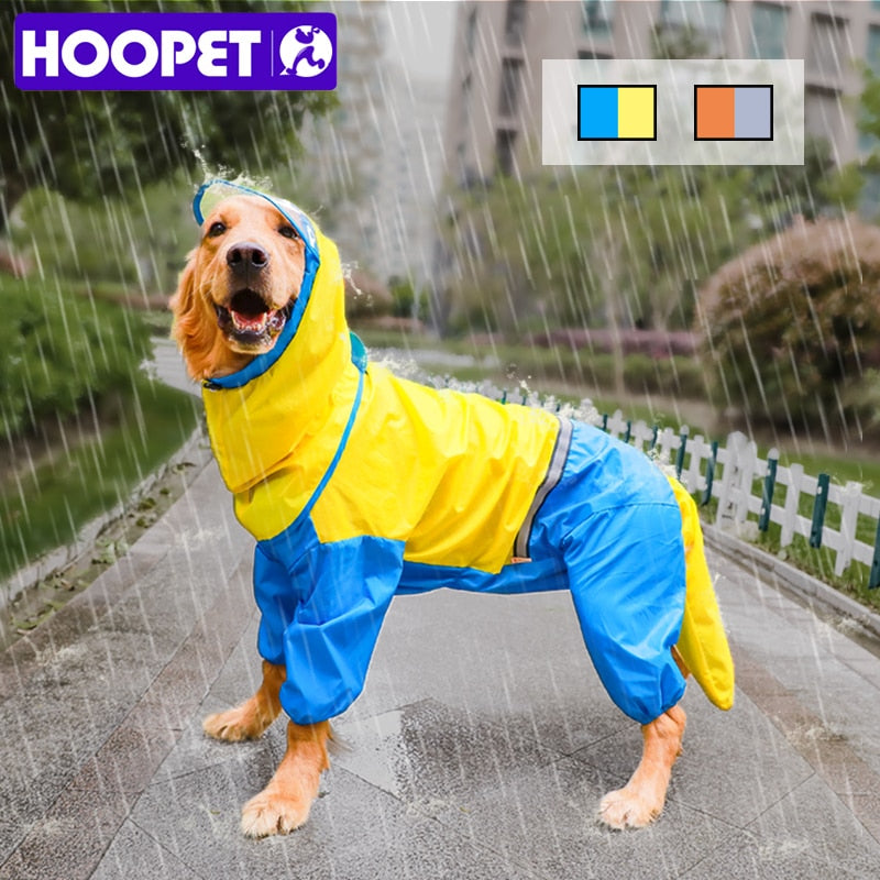 HOOPET Dog Riancoat Jumpsuit Rain Coat for Dogs Pet Cloak Labrador Waterproof Golden Retriever Jacket