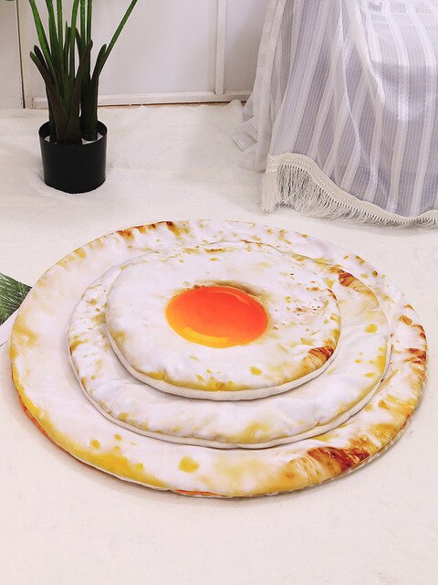 Pet Cat Dog Sleeping Bed Mat Soft Warm Flannel Blanket Poached Egg