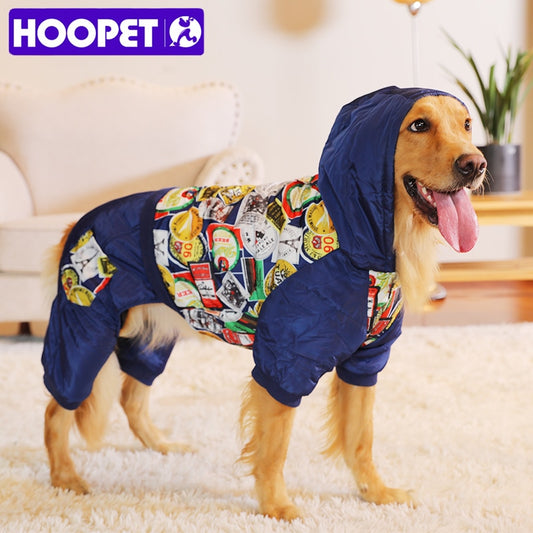 HOOPET New Pet Clothes Warm Cotton Leisure Style Autumn Overalls for Dogs winter Coat Large Dog Prints Down Jacket Dog