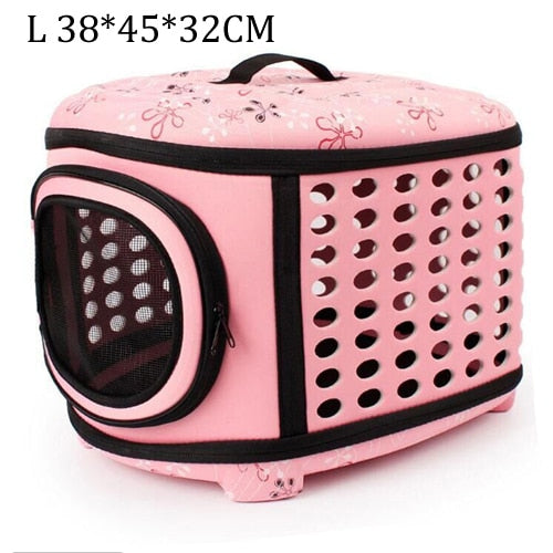 Travel Pet Bag Cat Flower Carriers Bags Breathable Pink Folding Small Dog Outdoor Shoulder Bag Folding Cats Carrying